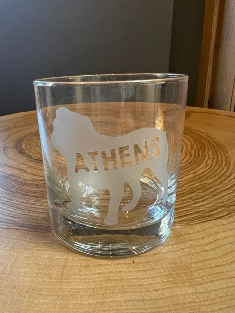Athens Etched Rocks Glass-HB