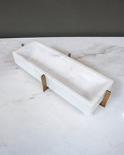 Load image into Gallery viewer, White Marble Tray W/ Metal Base
