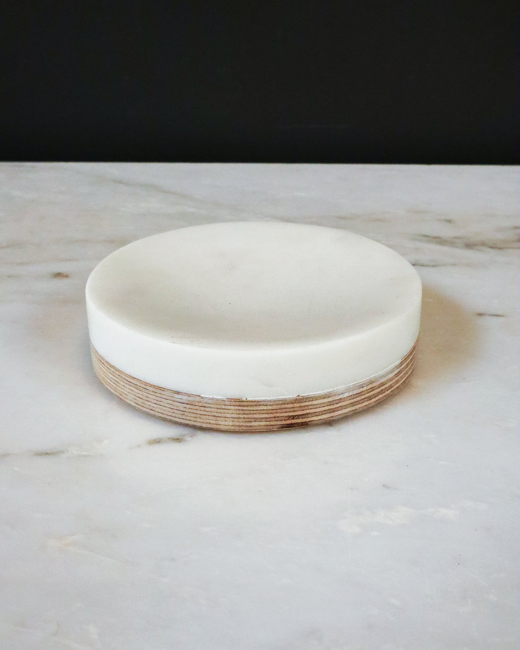 Marble Soap Dish, Wood Base